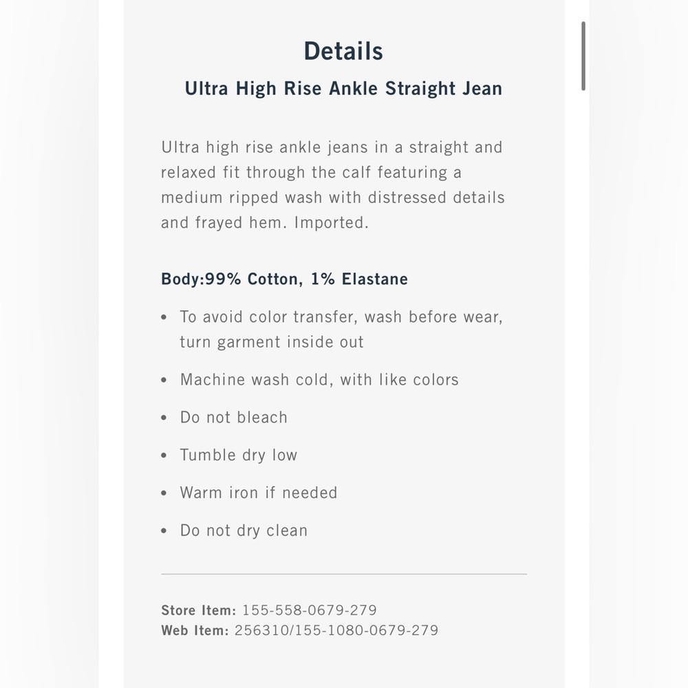 Abercrombie & Fitch Ultra High Rise Ankle Straight Jean - Picture 2 of 4